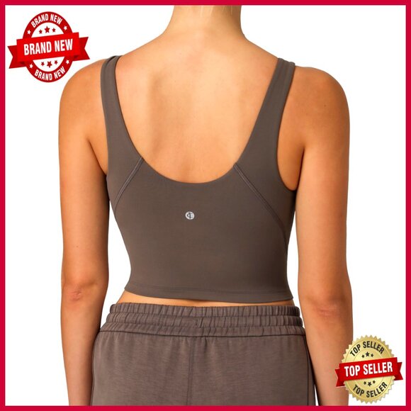 High Neck Padded Sports Bra Tank Top with Removable Cups for Yoga Running